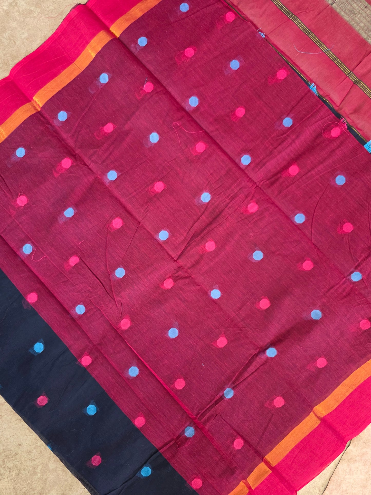 South cotton butta saree with zari border - MAA190
