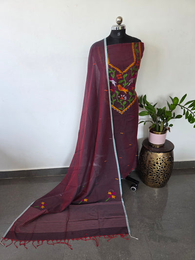 Handloom Mul cotton paithani jamdhani set - JMM302