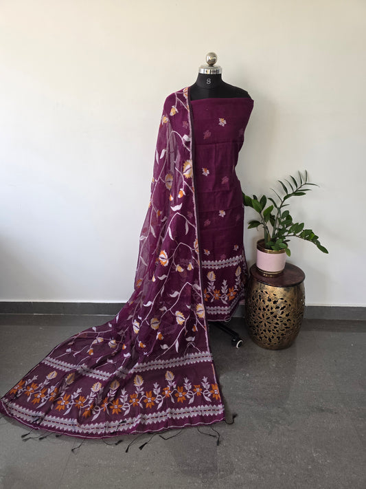 Silk cotton jamdhani set - AV73