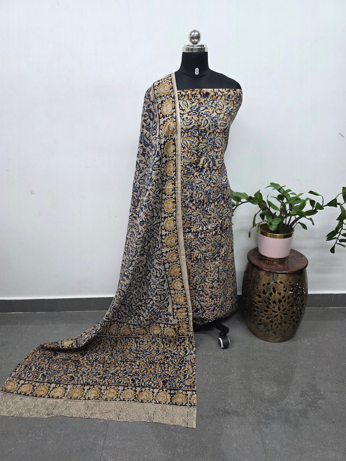 Handblock pure kalamkari cotton set (2 pc set) - AK521