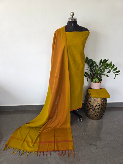 Prewashed Temple border coin butta south cotton set - HJ94