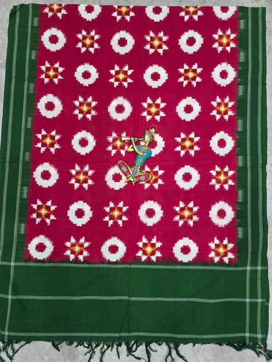 Handloom Telia rumal Double ikkat dupatta-NV552