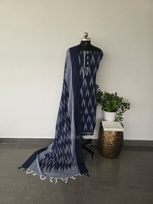 Pure handloom ikkat cotton set  -367