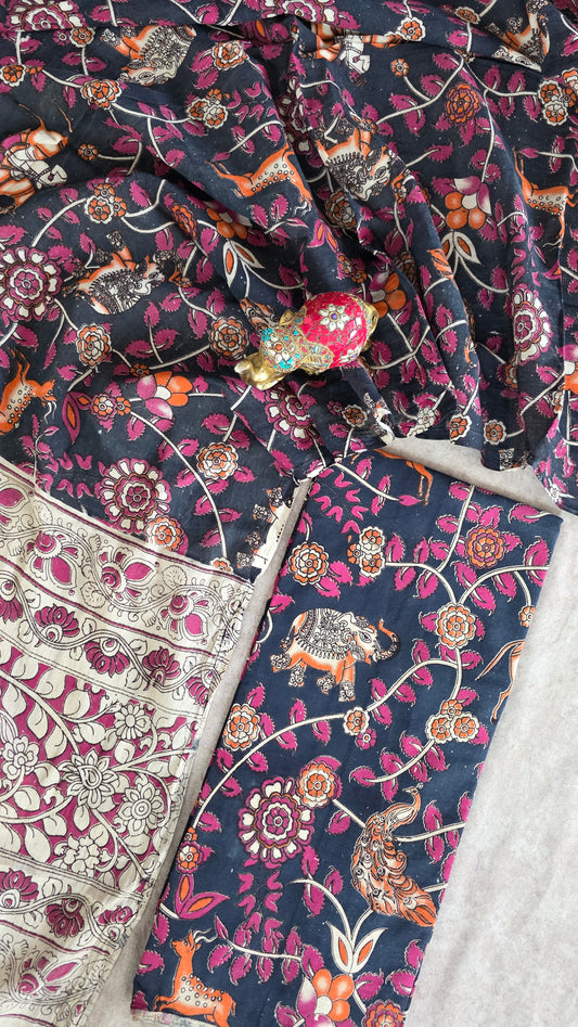 Authentic pure kalamkari cotton set ( 2 pc set )- AK265