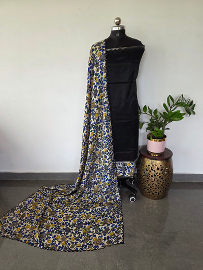 Handloom fusion mangalagiri kalamkari gap border silk salwar set - AK283