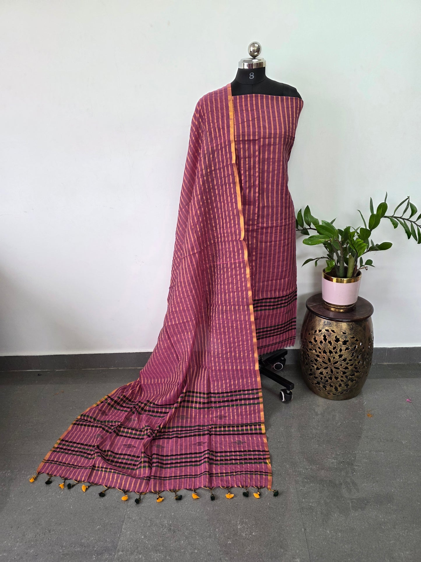 Premium mul khadi zari lines salwar set - MUL296
