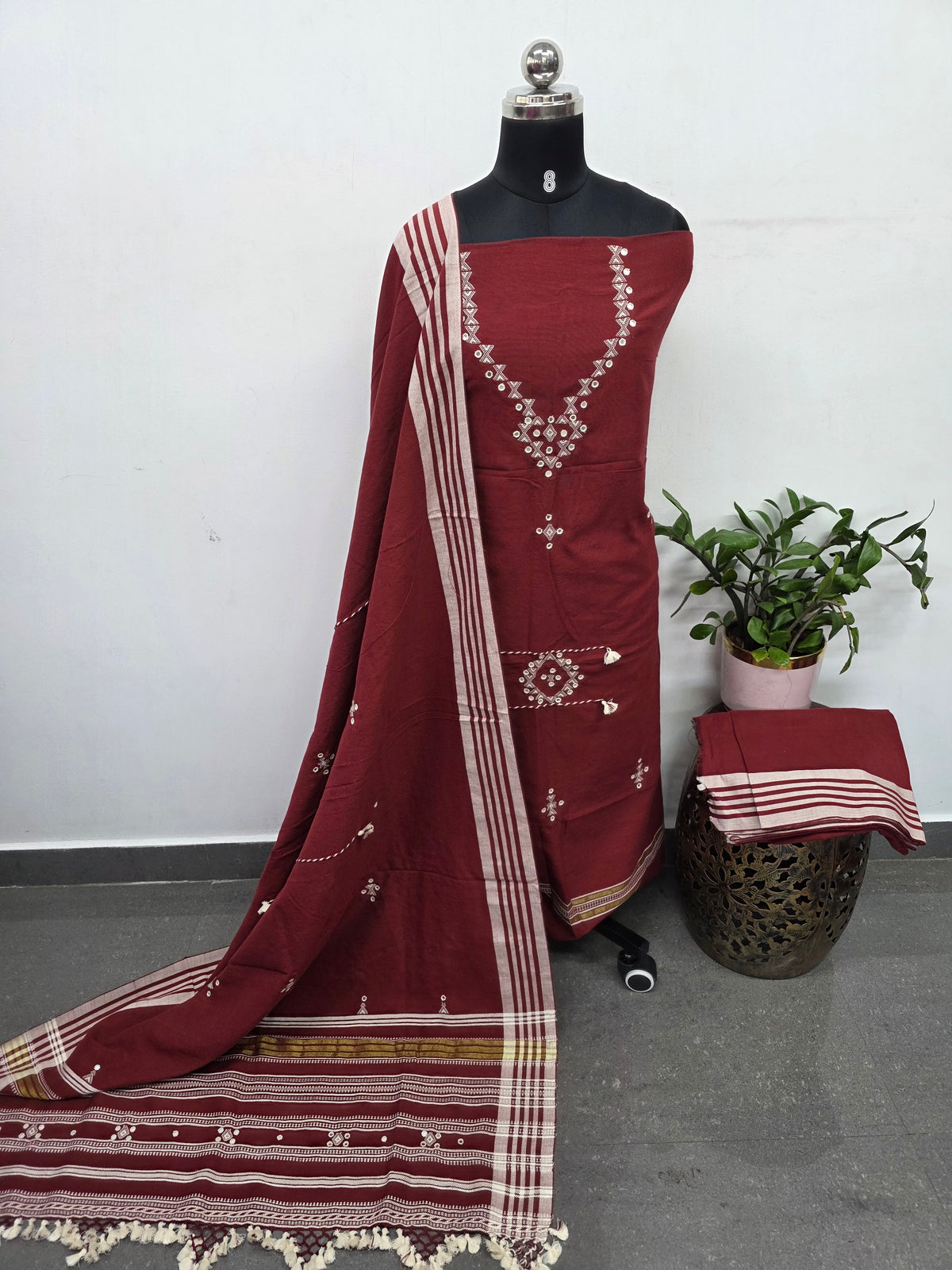 Kala cotton Handloom bhujodi cotton suit -HZ299
