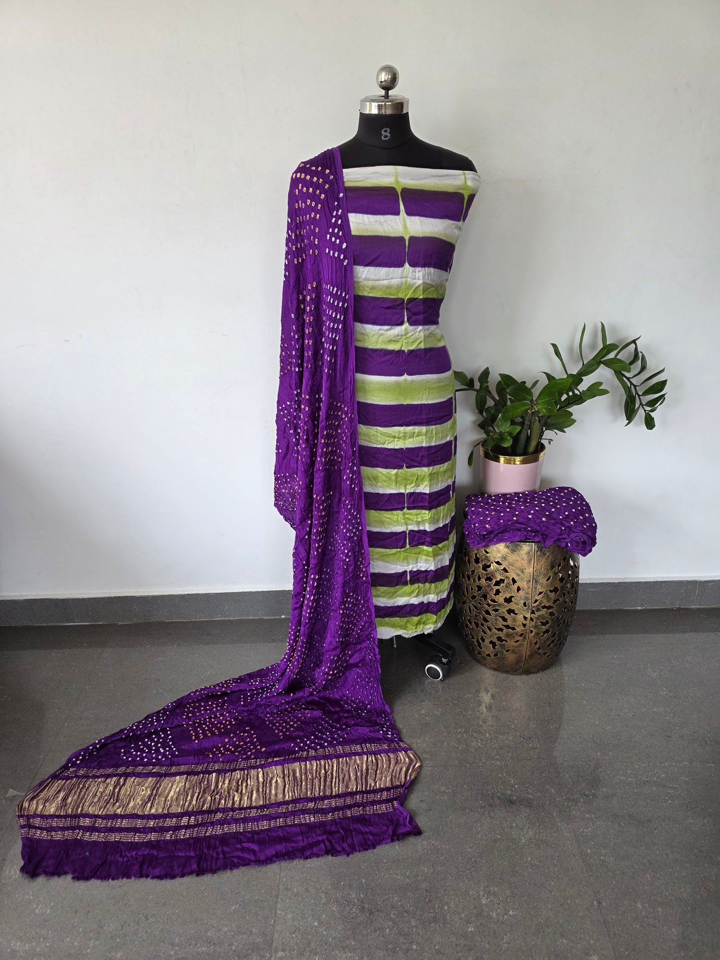 Handcrafted clap dyed  bandhani modal  salwar set - BN89