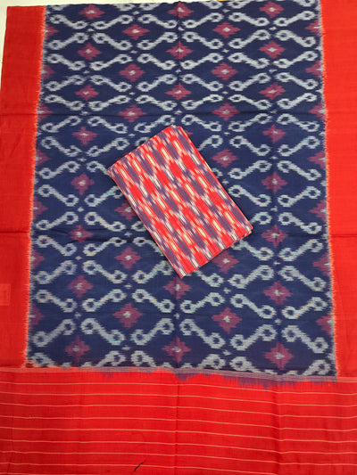Ikkat cotton with Handloom Mercerised ikkat duppatta - WW872