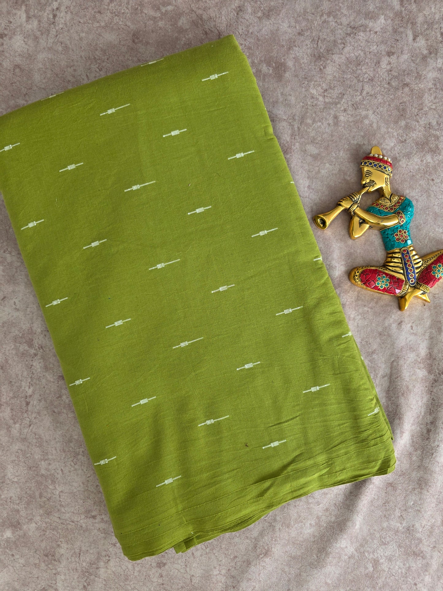 Prewashed Pure handloom cotton running material ( 0.5 mtrs ) - HRM148