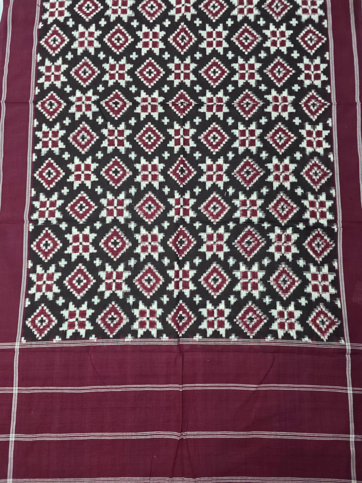 Handloom Telia rumal Double ikkat dupatta-WW737