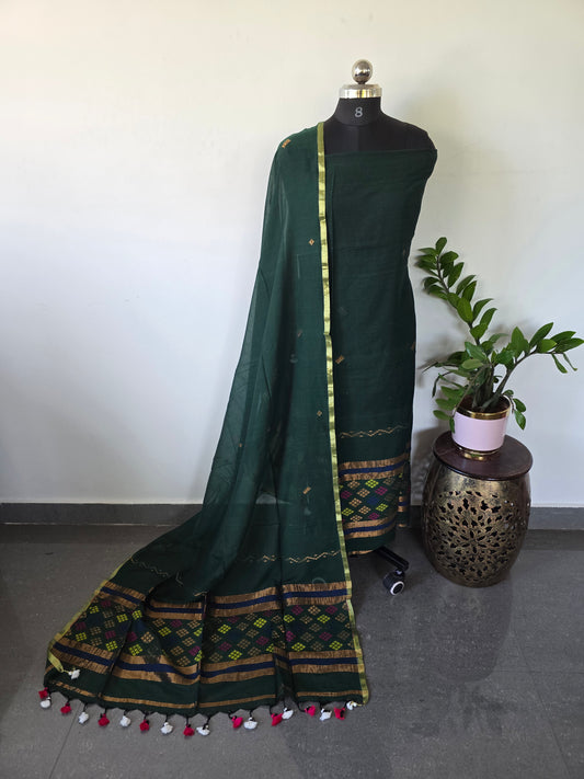 Handloom mul khadi cotton jamdhani set - MUL143
