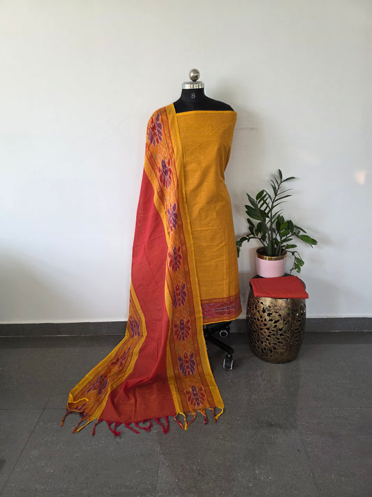 Handloom cotton with Pochampally border - PHC6