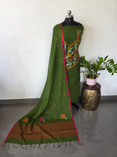 Handloom Mul cotton paithani jamdhani set - JMM298
