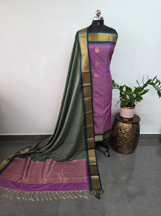 Gadwal border soft silk salwar set - GS4