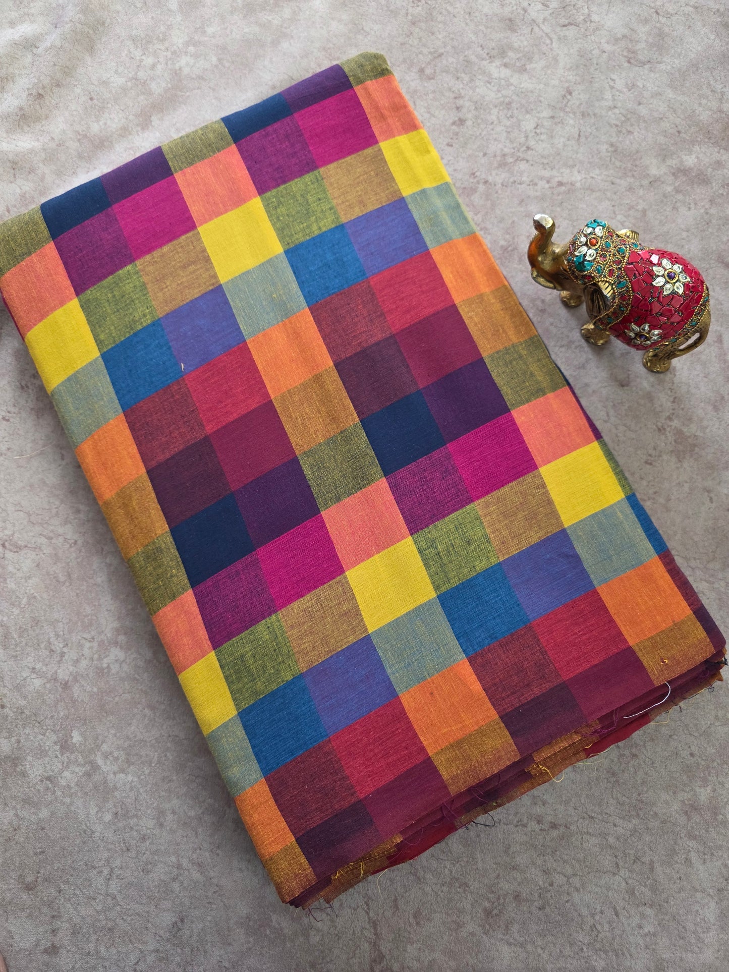 Madras kattam prewashed textured running material (2 inches*2 inches) -MD117