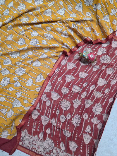 Handcrafted Kota kalamkari set ( 2 pc set )-AK483