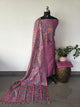 Kalamkari- Tussar silk set with zari butta - AS143