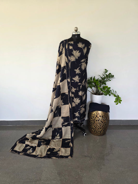 Premium fancy modal silk set- MF6 (blue)