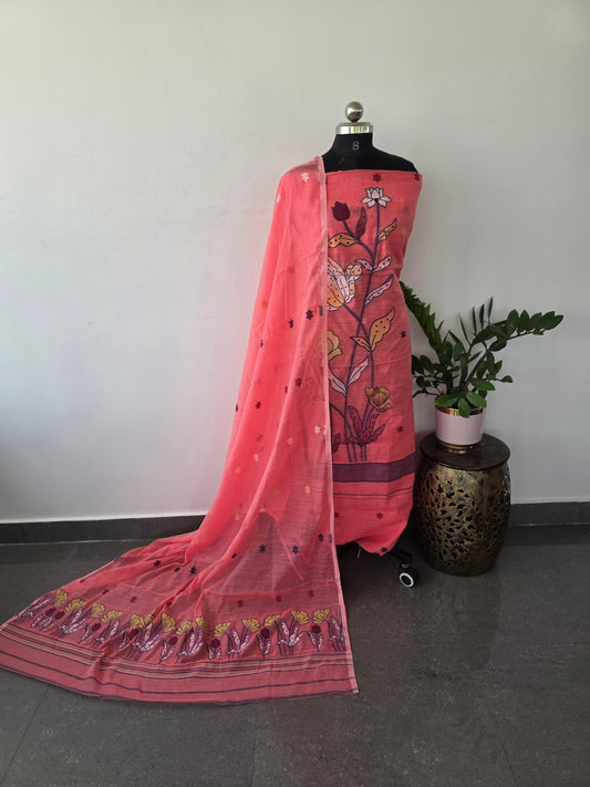 Silk cotton jamdhani set -AV161