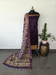 Handloom Mangalagiri silk kanchi border top with chennuri silk kalamkari shawl  - AK95