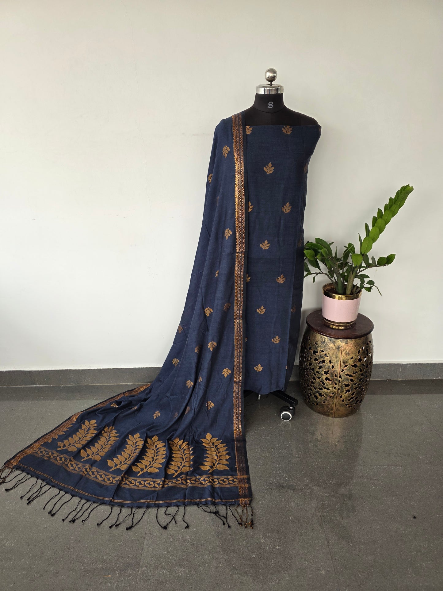 Handloom Mul Moonga cotton jamdhani set set - JMM123