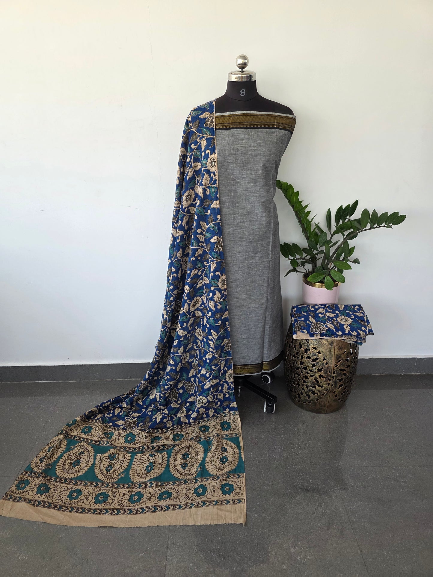 Fusion mangalagiri cotton with kalamkari salwar set - AK41