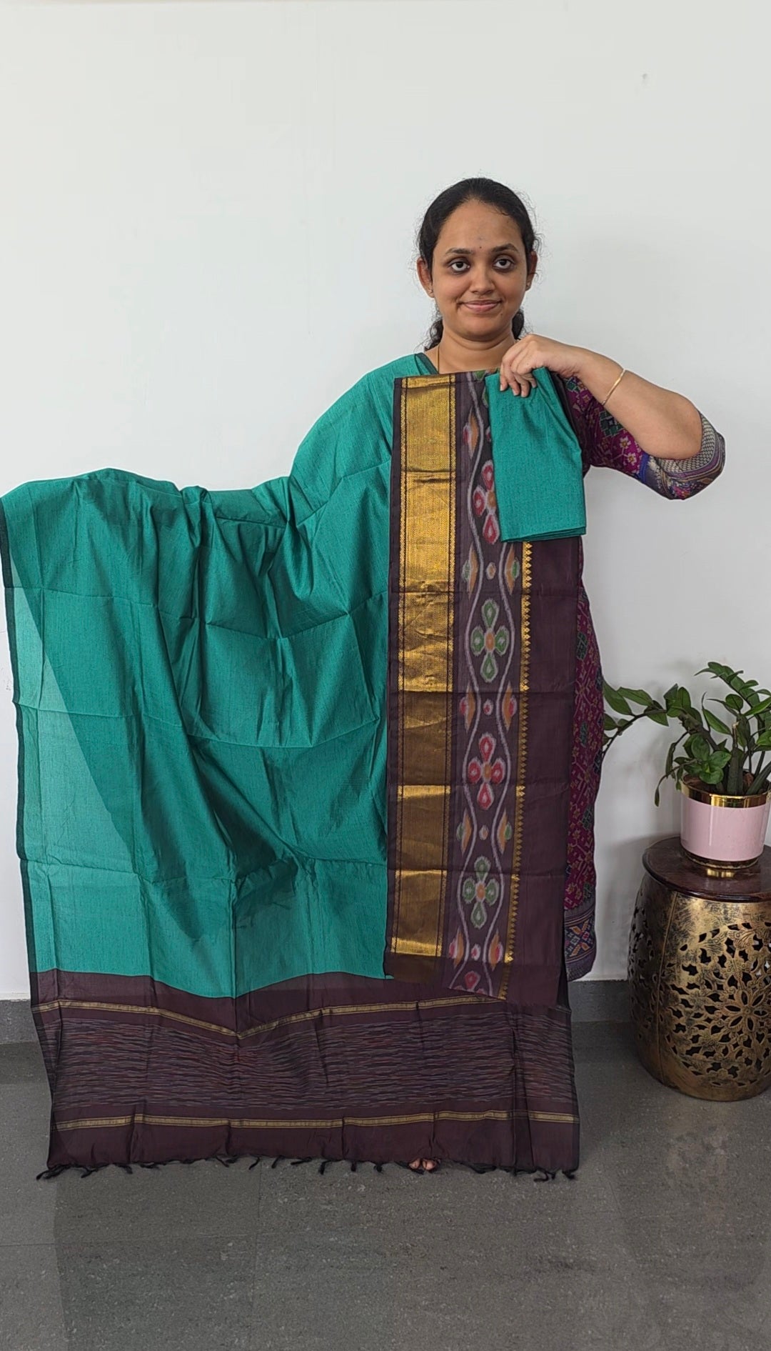 Pochampally sico silk set with zari border-SD550