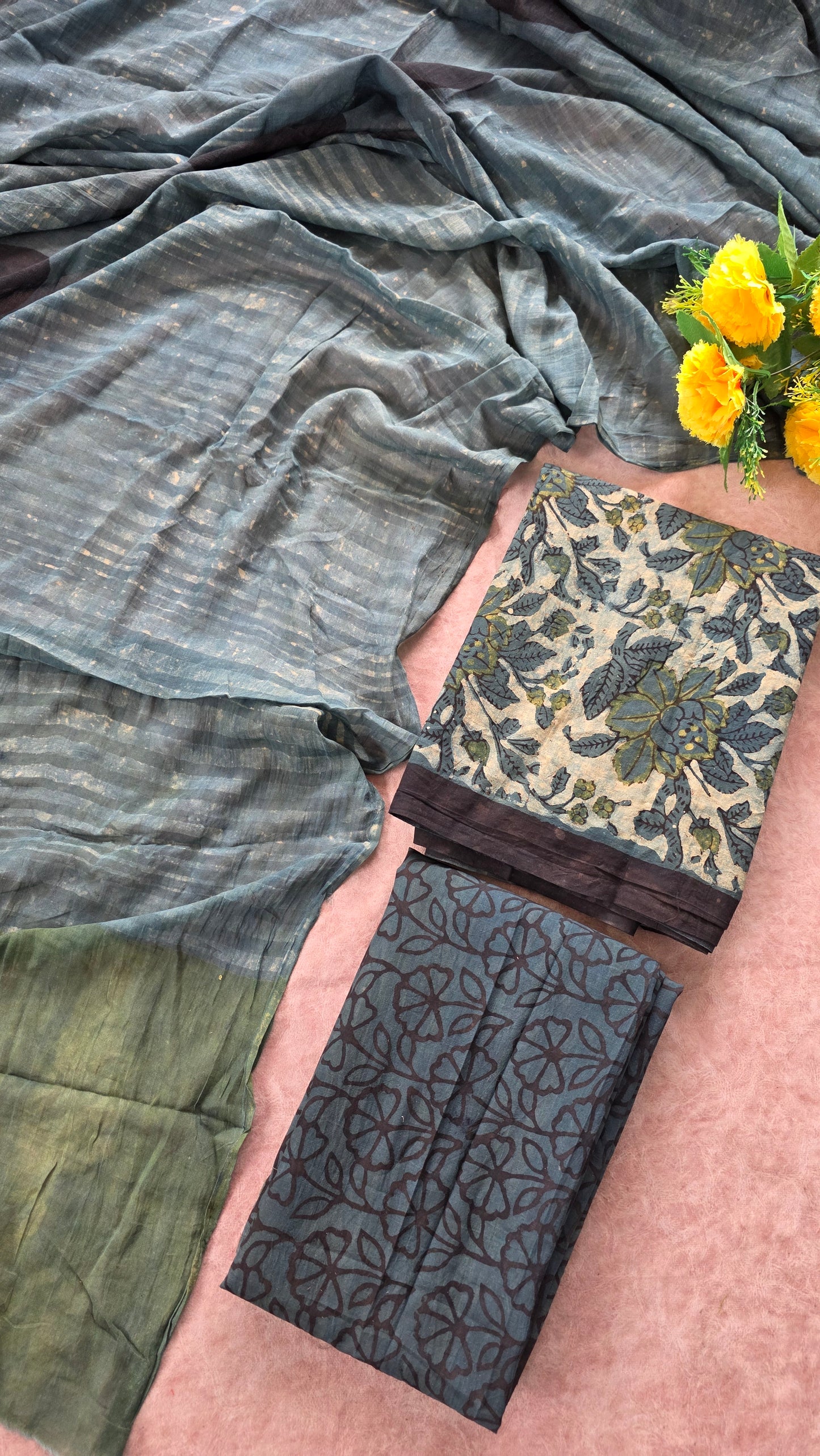 Nashpal Ajrakh Handblock Jaipuri pure cotton set - JA845