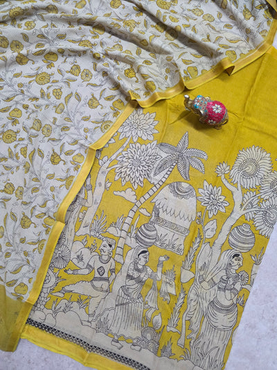 Handcrafted Kota kalamkari set (2 pc set )-AK468
