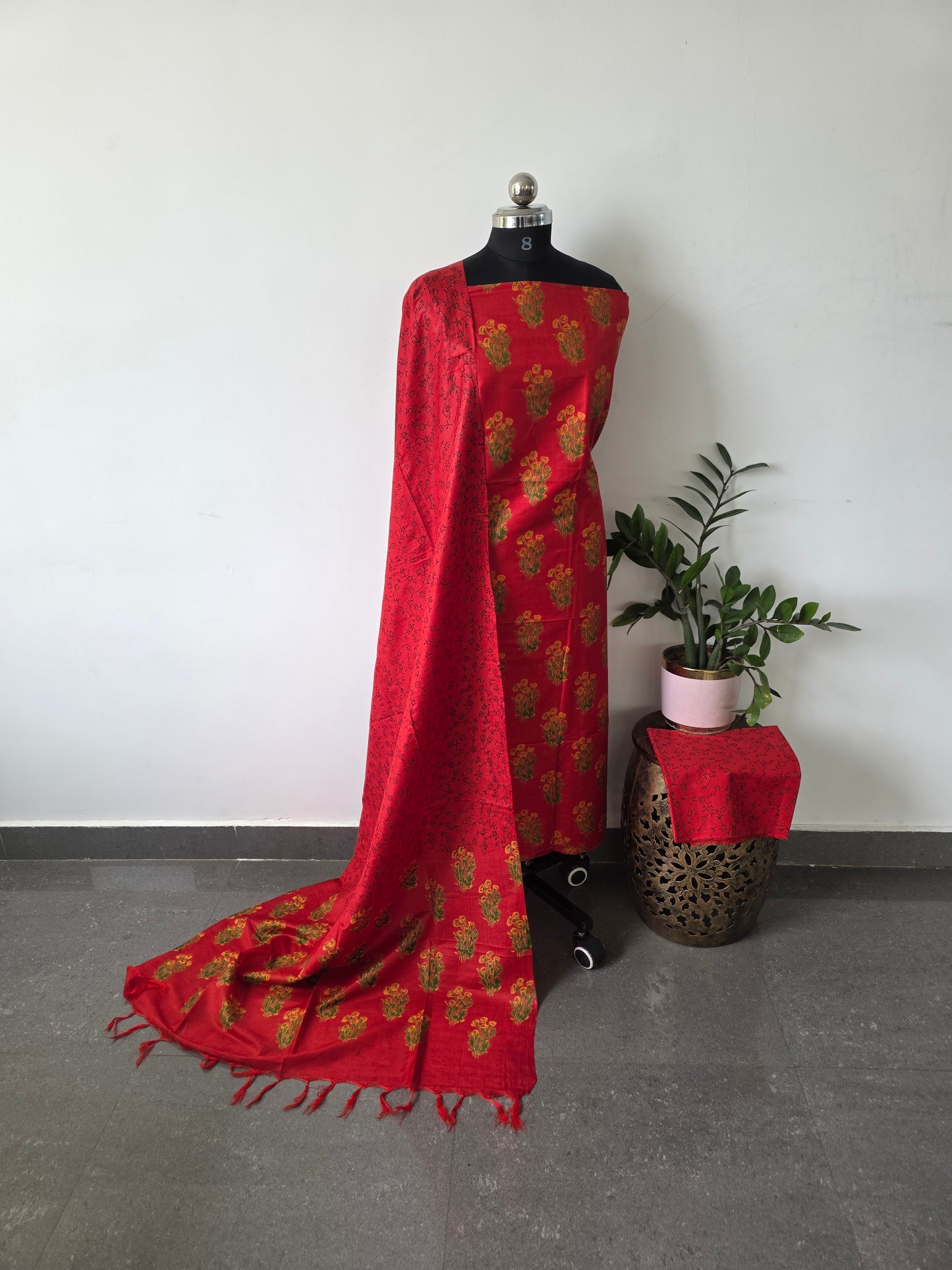 Katan ajrakh silk set - FN1