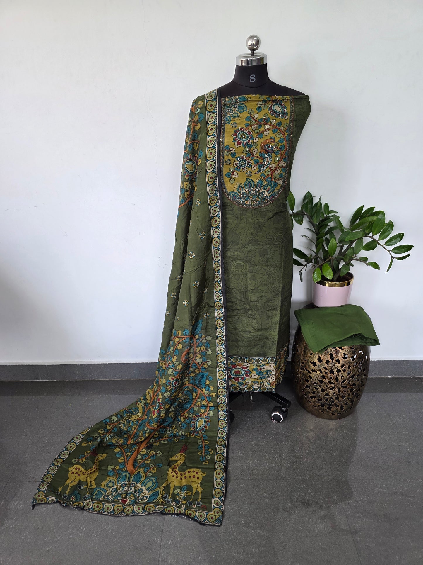 Penkalamkari inspired Viscose Modal silk set-VM47