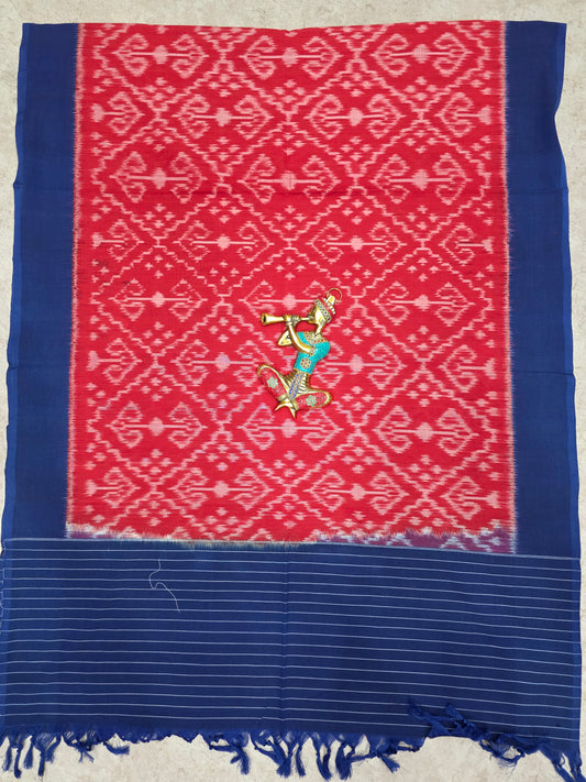Handloom  mercerised weft ikkat duppatta  - NV448
