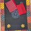 Handcrafted ajrakh cotton top with applique cotton shawl - BAA36
