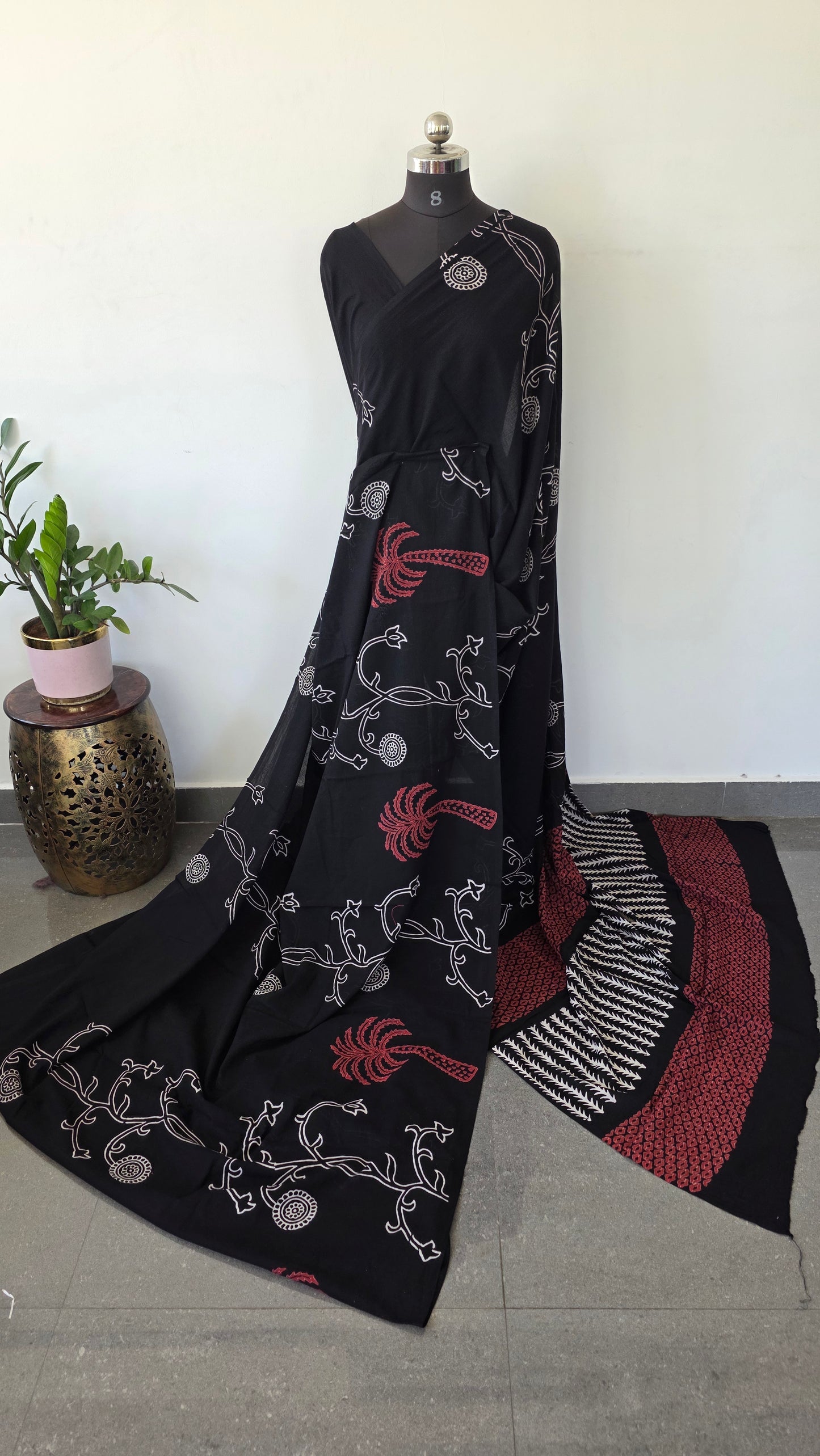 Handblock Jaipuri pure cotton saree - JA191