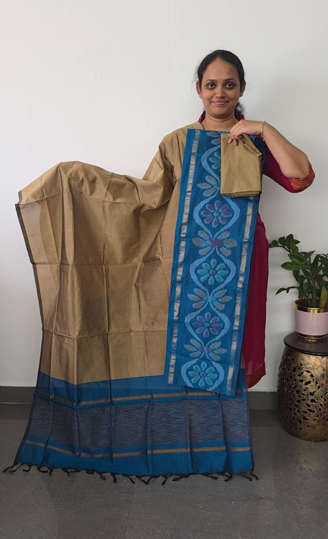 Pochampally sico set with ikkat damn -Sz328