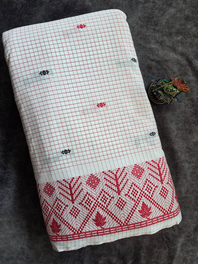 Prewashed checked jamdhani south cotton running material - HRM57