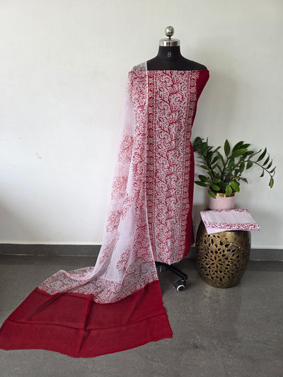 Handblock georgette salwar set - GE199