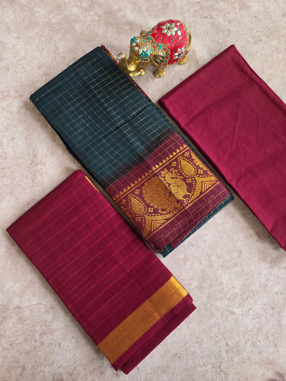 Madurai sungudi zari kattam salwar set(Green) -MS124