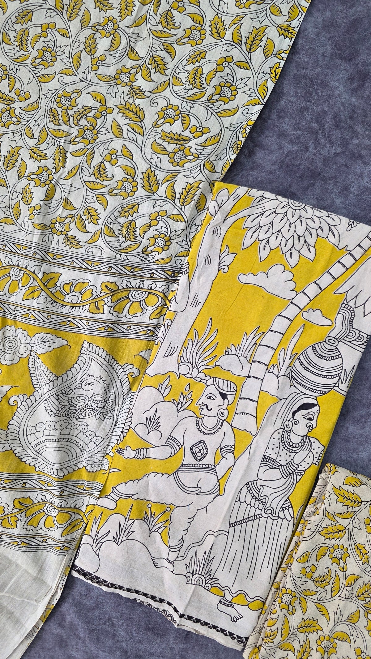Handcrafted kalamkari cotton set (3 pc)-AK576
