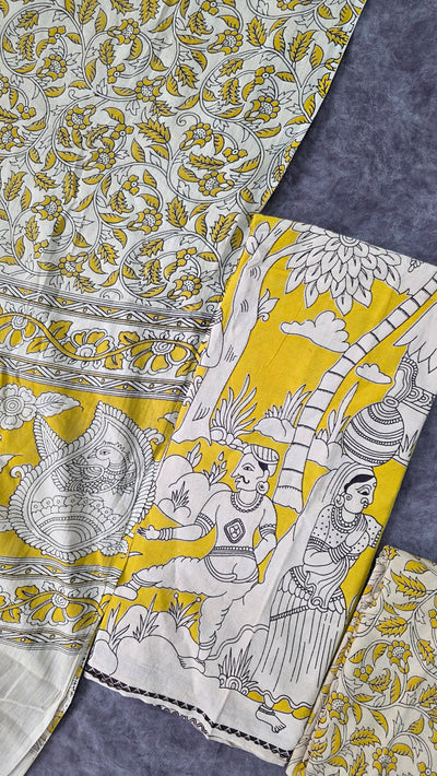 Handcrafted kalamkari cotton set (3 pc)-AK576