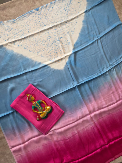 Handcrafted shibori Modal satin silk set - SM11