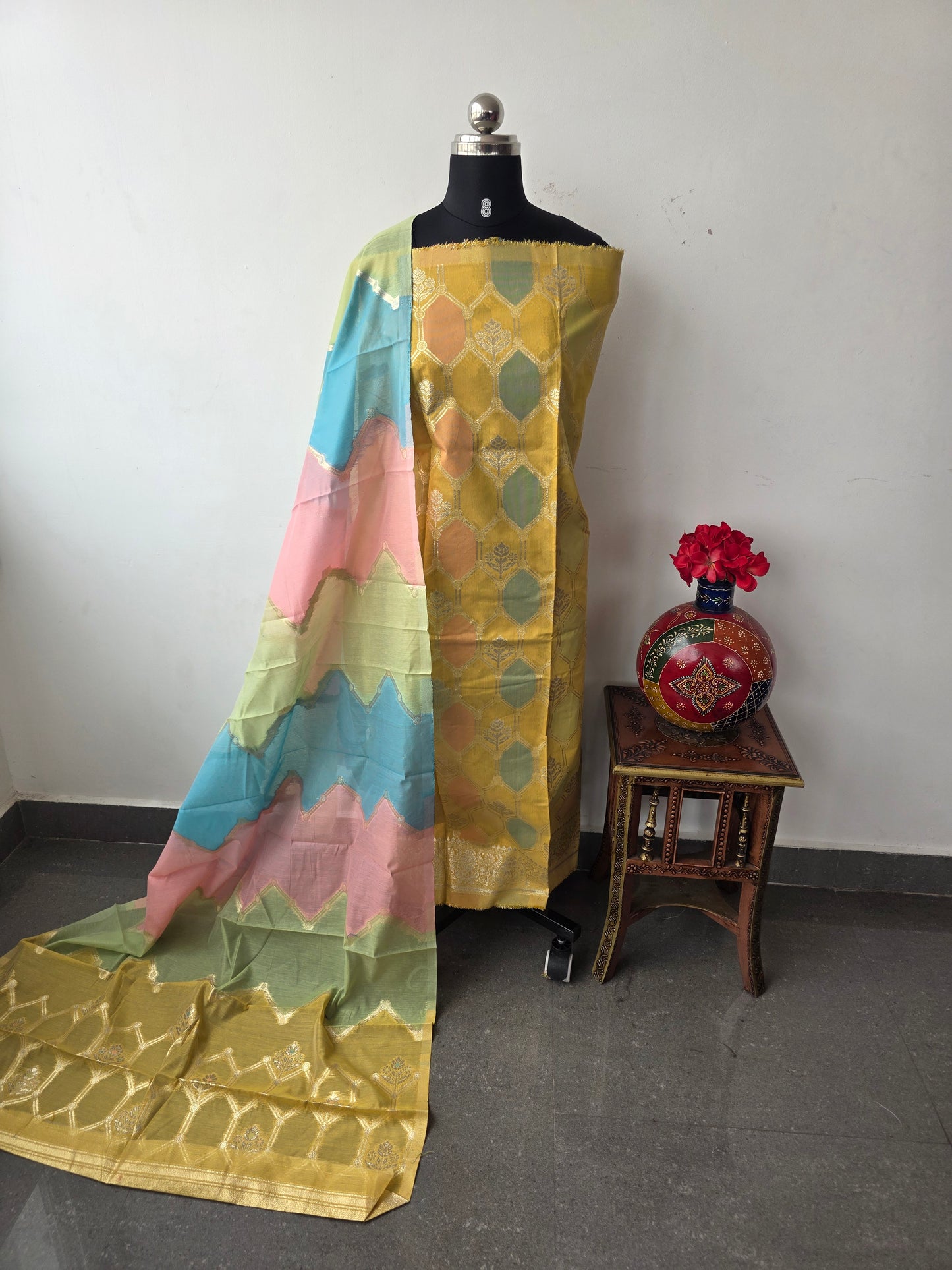 Silk cotton jamdhani set -DM93