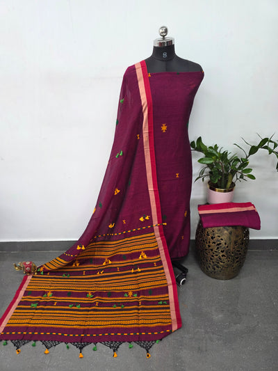Handcrafted embroidery work bhujodi cotton salwar set (3 pc set) - BB408