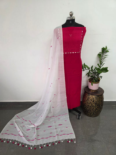Handcrafted mul cotton Mirror work salwar set - BB285