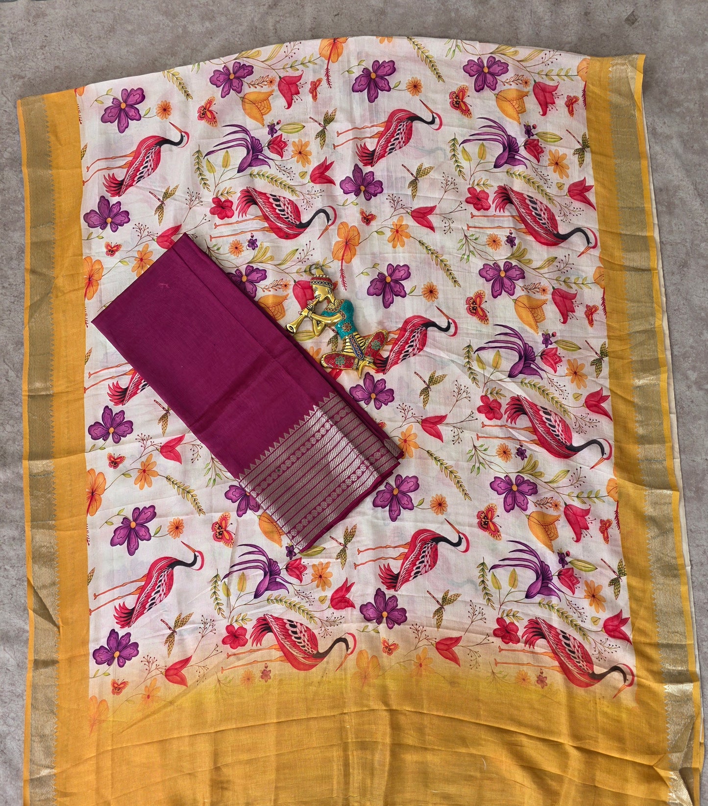Handloom mangalagiri silk top with pure mangalagiri digital silk shawl - ML40