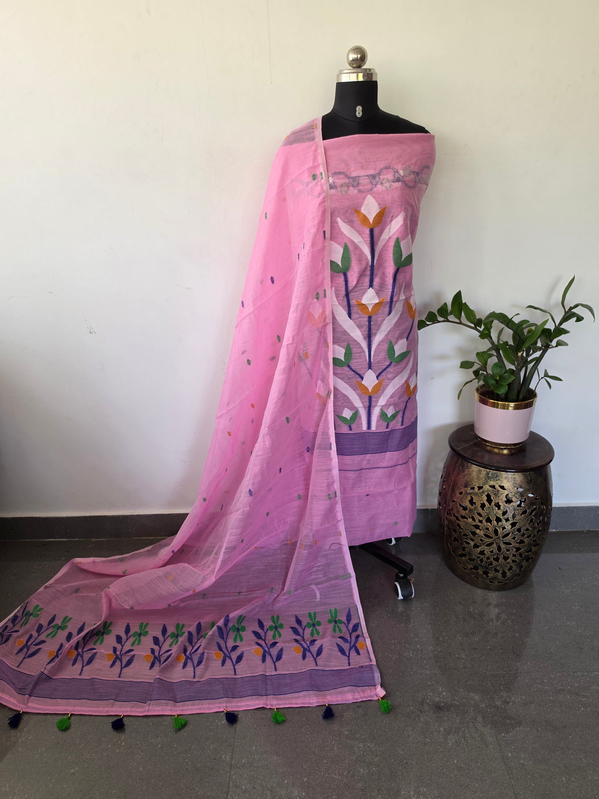 West Bengal Silk cotton jamdhani set - AV386