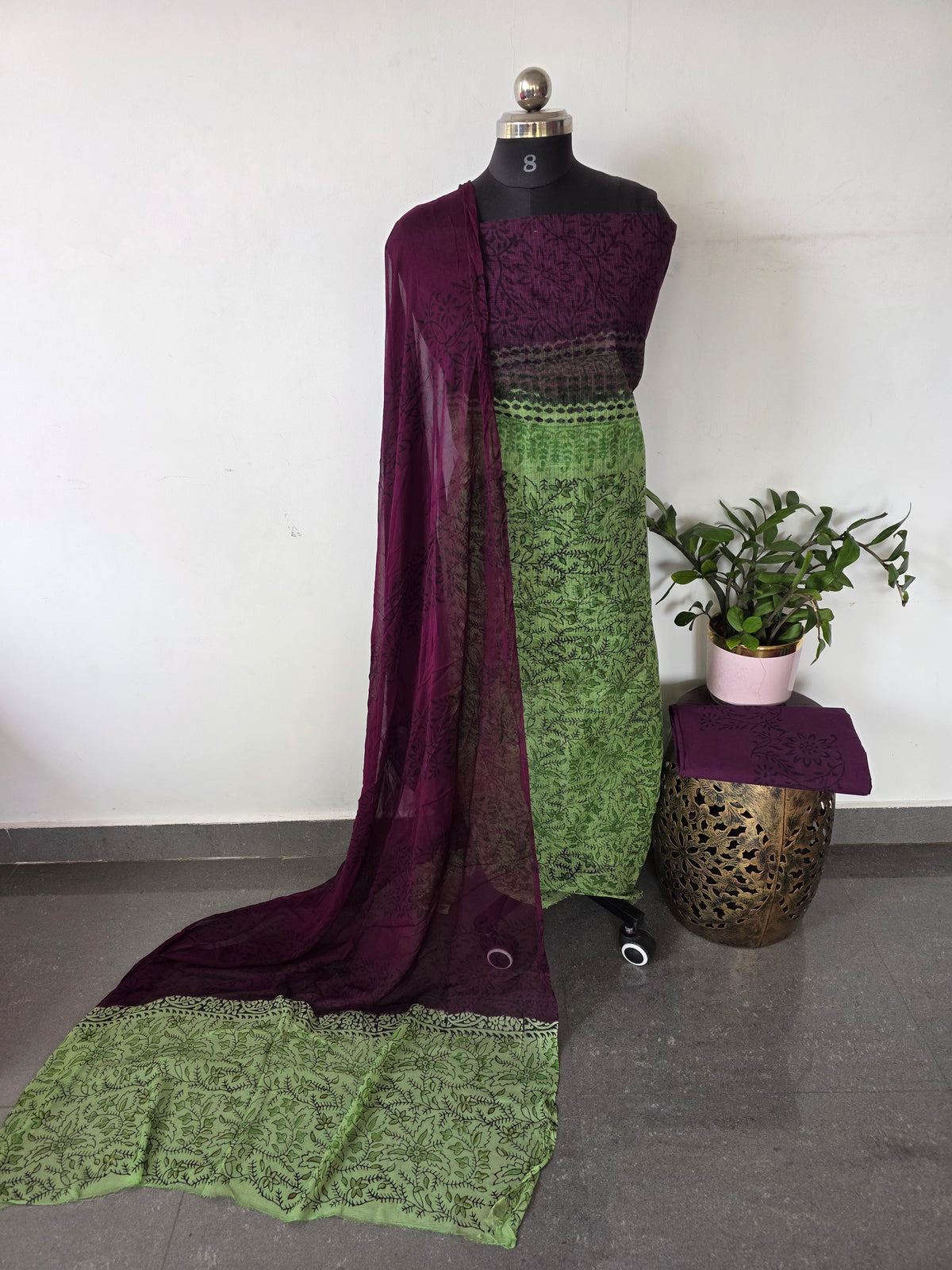Handblock kota cotton salwar set (with lining )-GE235