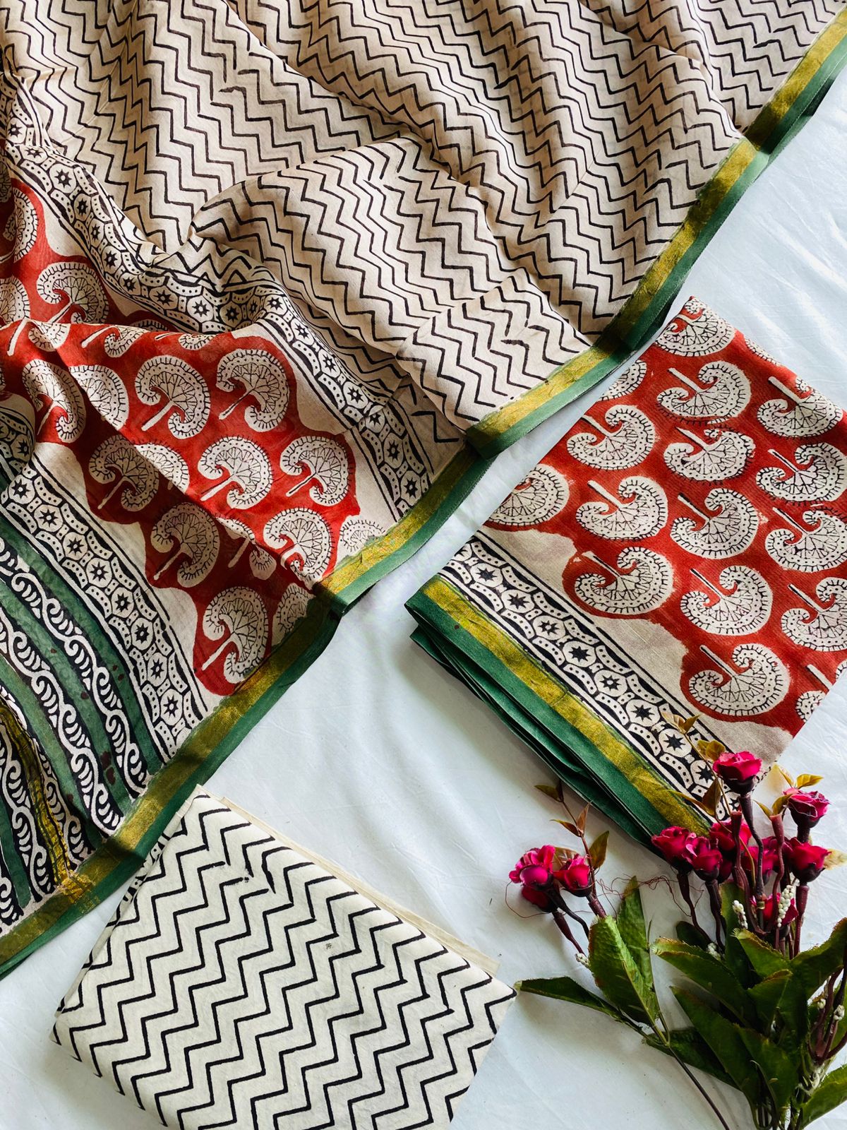 Handblock chanderi silk salwar set - JS10