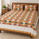 Warp ikkat bed sheets (90*108 2/40s bedsheet with pillow) -WW668